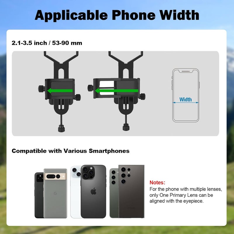 Vankey 2-Axis Phone Scope Mount, Universal Spotting Scope Phone Adapter, Metal Telescope Mount for Binocular, Monocular, Microscope - Fits Max 2.5" Eyepiece Diameter, for iPhone Android Phones - Image 5
